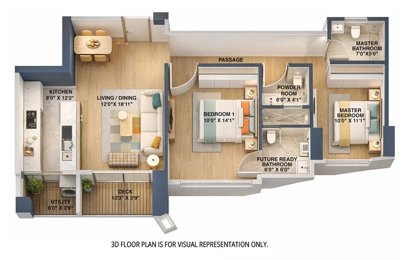 Rustomjee 180 Bayview Matunga - Floor plan 2 BHK 840 Sq.ft