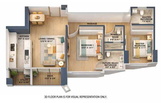 Rustomjee 180 Bayview Matunga - Floor plan 2 BHK 840 Sq.ft