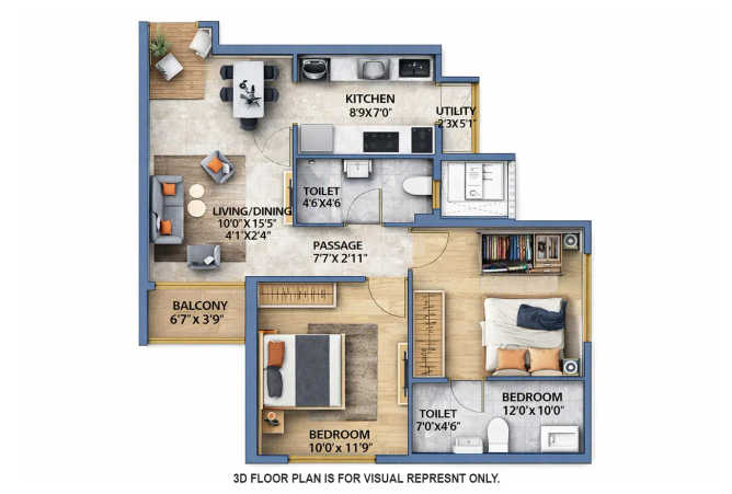 Runwal Garden Vista Kanjurmarg - Floor plan 2 BHK 631 Sq.ft