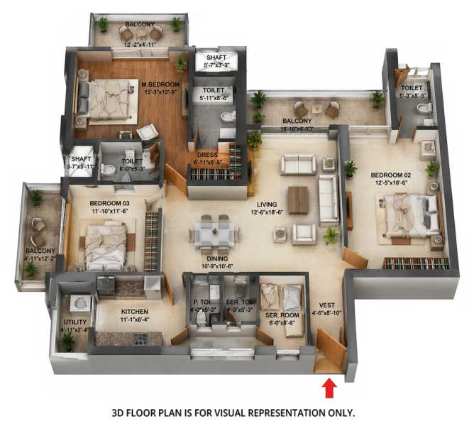 Abhyudaya Celestial Gomti Nagar - Floor plan 3 BHK 1428 Sq.ft