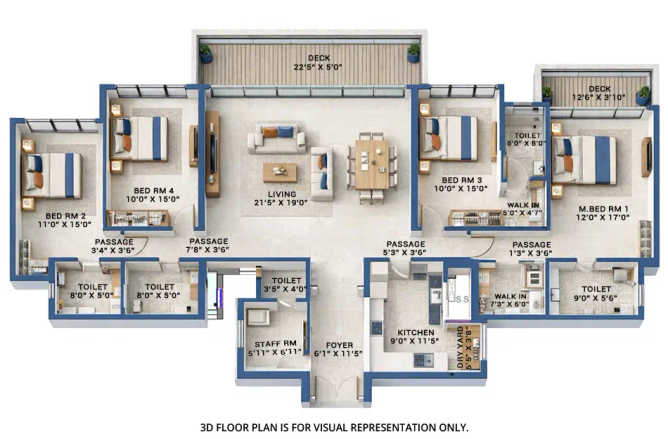 Raheja Atlantis Juinagar - Floor plan 4 BHK 2025 Sq.ft