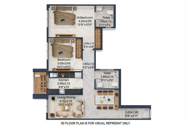 Adani Triumph Kanjurmarg - Floor plan 2 BHK 761 Sq.ft