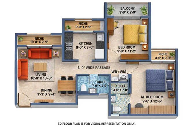 Arihant Aspire Panvel - Floor plan 2 BHK 664 Sq.ft