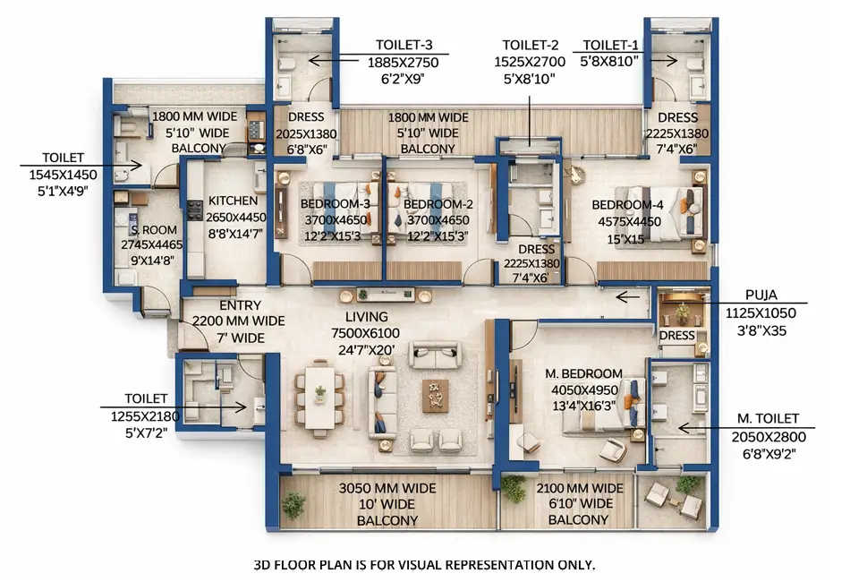 Godrej Miraya Sector 43 Gurgaon - Floor plan 4.5 BHK 3929 Sq.ft