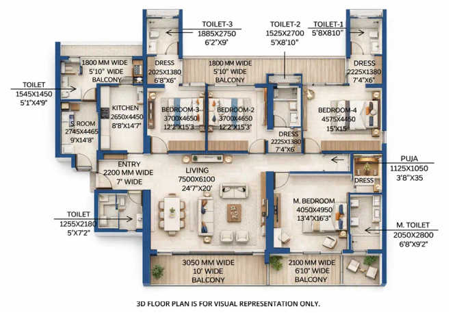 Godrej Miraya Sector 43 - Floor plan 4.5 BHK 3929 Sq.ft