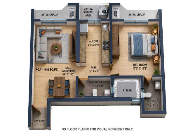 Satre Happynest Kanjurmarg - Floor plan 1 BHK 446 Sq.ft