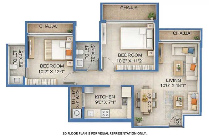 Bhagwati Celestria Airoli - Floor plan 2 BHK 671 Sq.ft