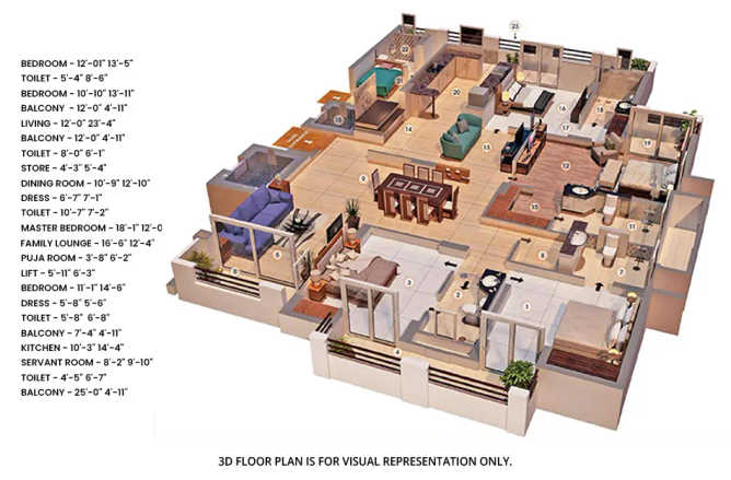 Purvanchal Royal City Sector CHI V Greater Noida - Floor plan 4 BHK 2110 Sq.ft