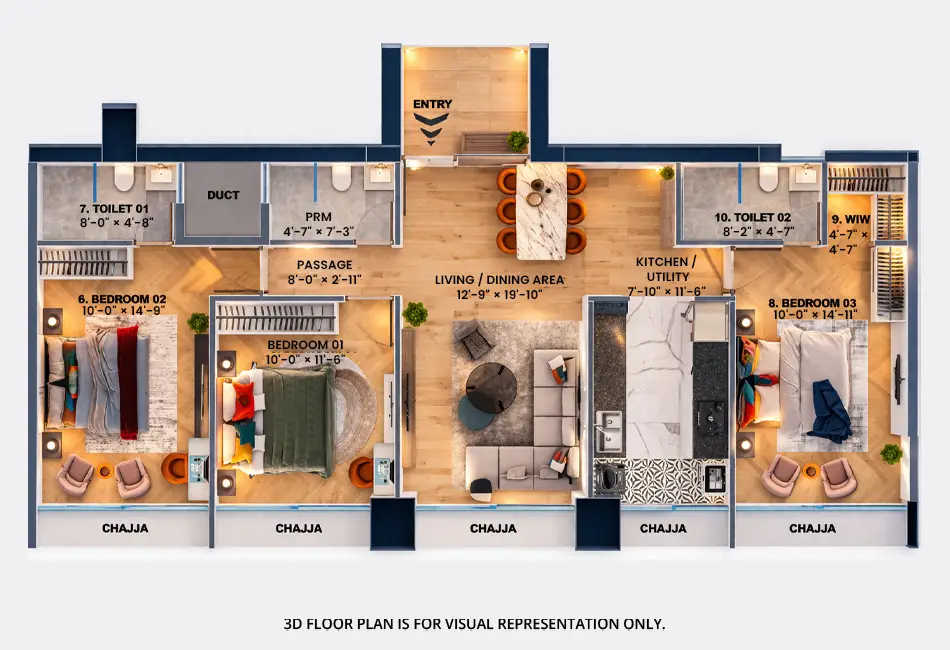 Shreeji Aikyam Kandivali - Floor plan 3 BHK 978 Sq.ft