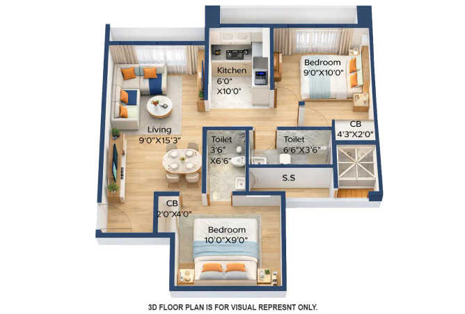 Marathon NeoHomes Bhandup - Floor plan 2 BHK 481 Sq.ft