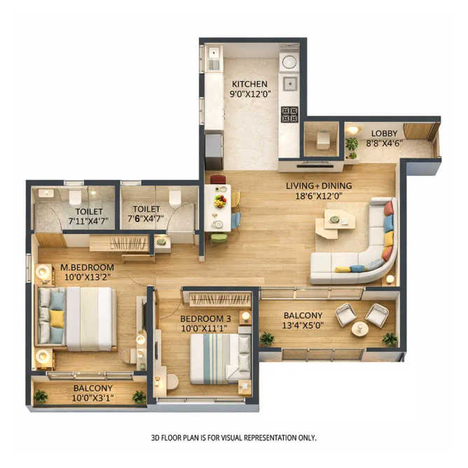 Rohit 108 Astera Punawale - Floor plan 2 BHK 849 Sq.ft