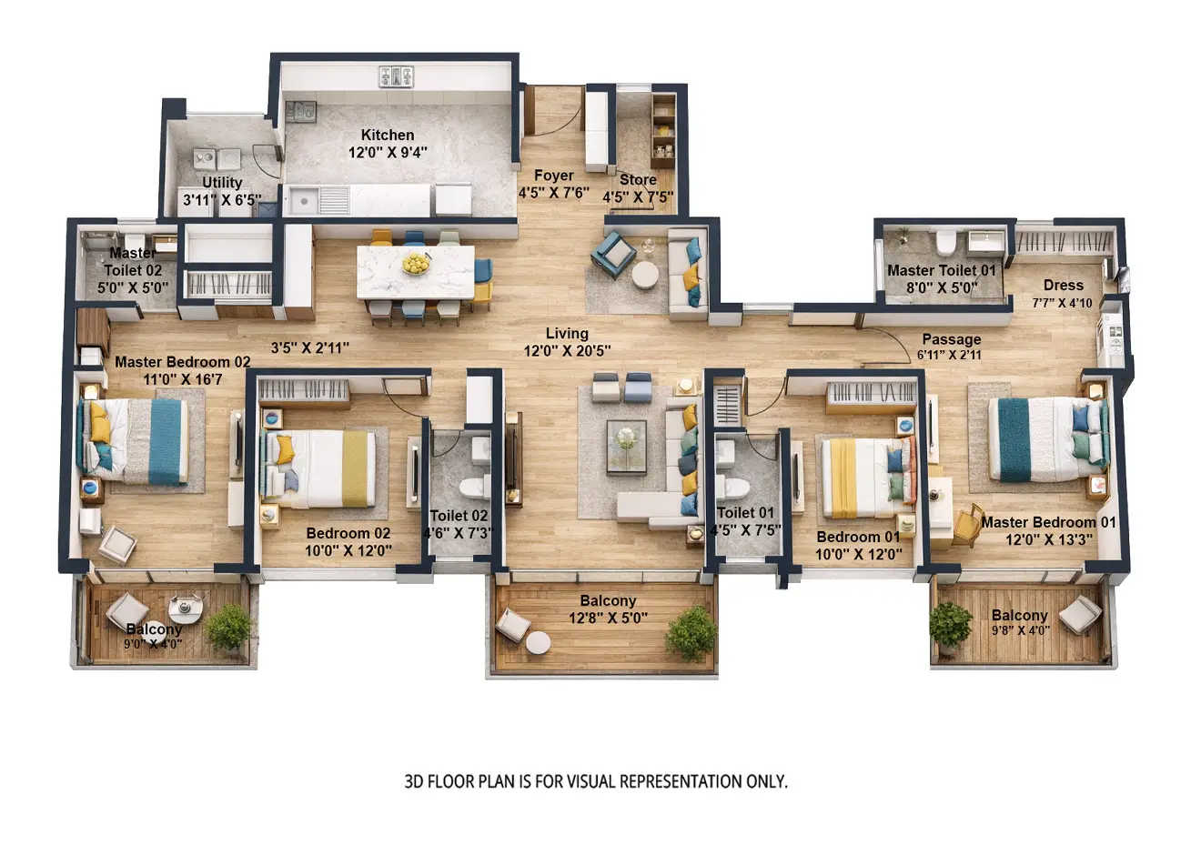 Mahindra Citadel Pimpri Chinchwad - Floor plan 4 BHK 1665 Sq.ft