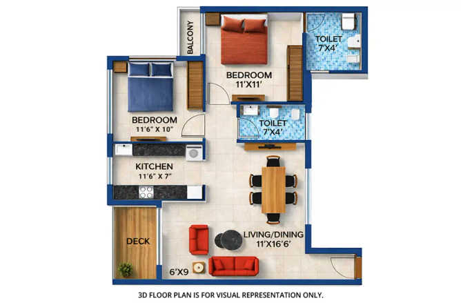 EV 10 Marina Bay Vashi - Floor plan 2 BHK 684 Sq.ft