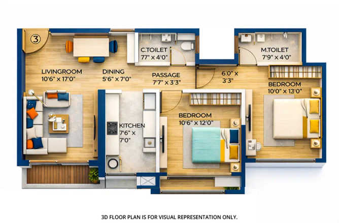 Arkade Vistas Goregaon - Floor plan 2 BHK 715 Sq.ft