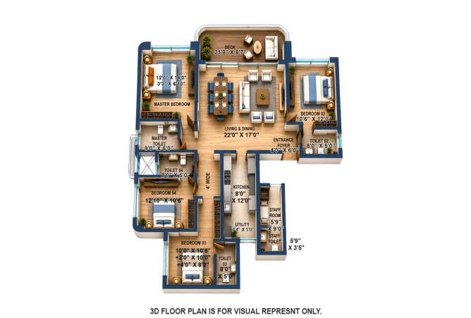 Lodha Aureus Sewri - Floor plan 4 BHK 1736 Sq.ft