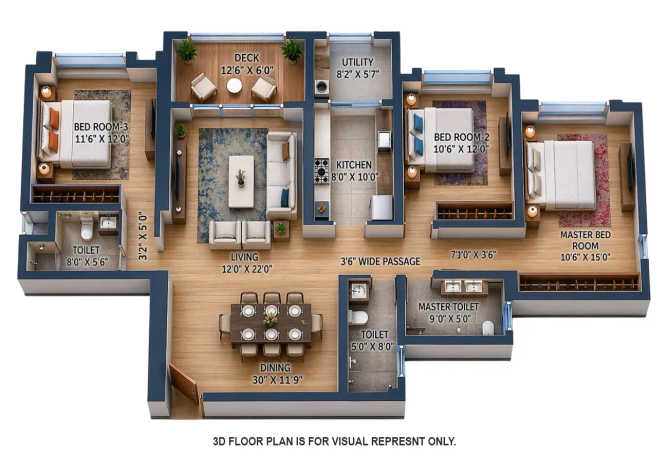 Lodha Bellagio Powai - Floor plan 3.5 BHK 1205 Sq.ft