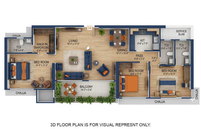 Ruparel Vivanza Byculla - Floor plan 3 BHK 1163 Sq.ft