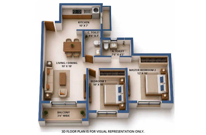 Silver Serenity Vikhroli - Floor plan 2 BHK 647 Sq.ft