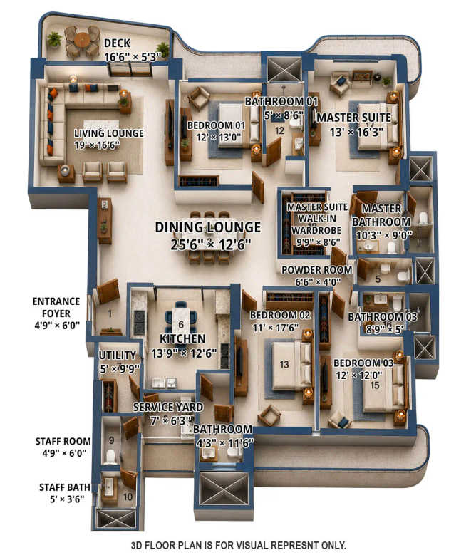 Rustomjee Balmoral Golf Links Chembur - Floor plan 4 BHK 2276 Sq.ft