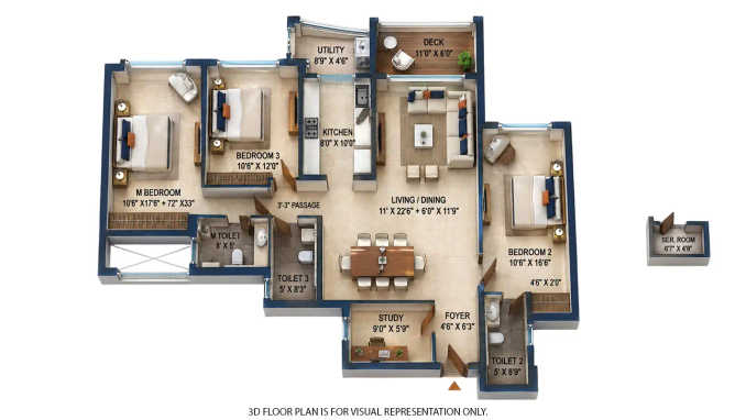 Lodha Divino Matunga - Floor plan 3 BHK 1367 Sq.ft