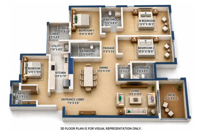 Rustomjee Crescent Bandra - Floor plan 4 BHK 1982 Sq.ft