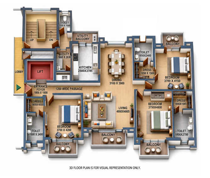 Ats Le Grandiose Sector 150 - Floor plan 3 BHK 1492 Sq.ft
