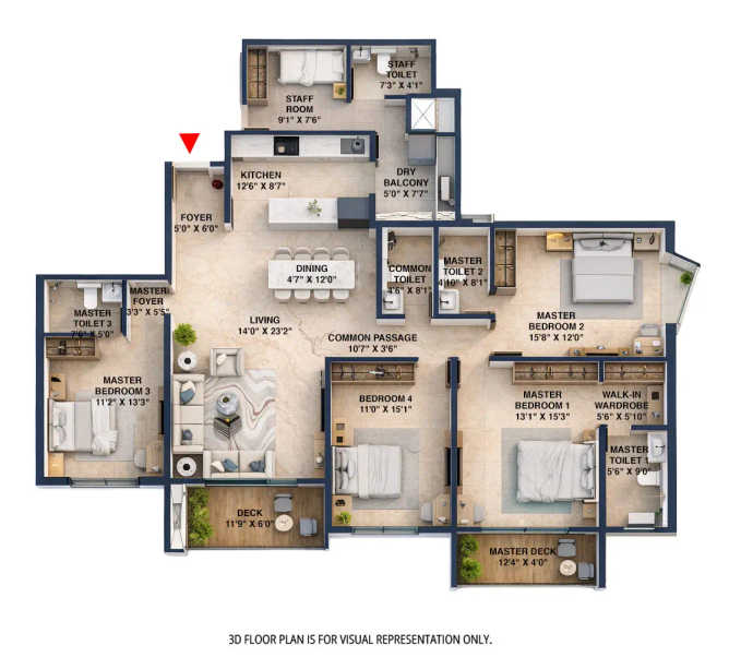 Shapoorji Pallonji Tree Clouds Hadapsar - Floor plan 4 BHK 1858 Sq.ft