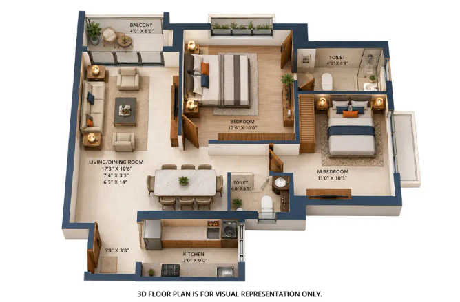 Chandak Greenairy Borivali - Floor plan 2 BHK 683 Sq.ft
