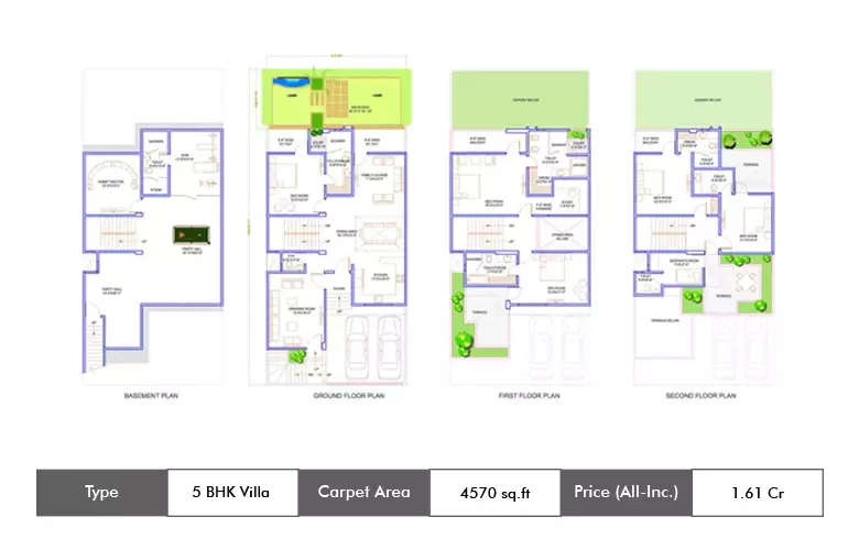 Floor plan for 5 BHK