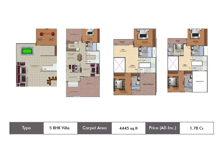 Floor plan for 5 BHK