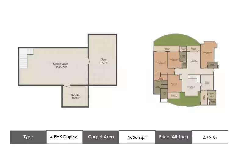 Floor plan for 4 BHK
