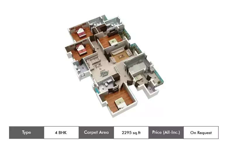 Floor plan for 4 BHK