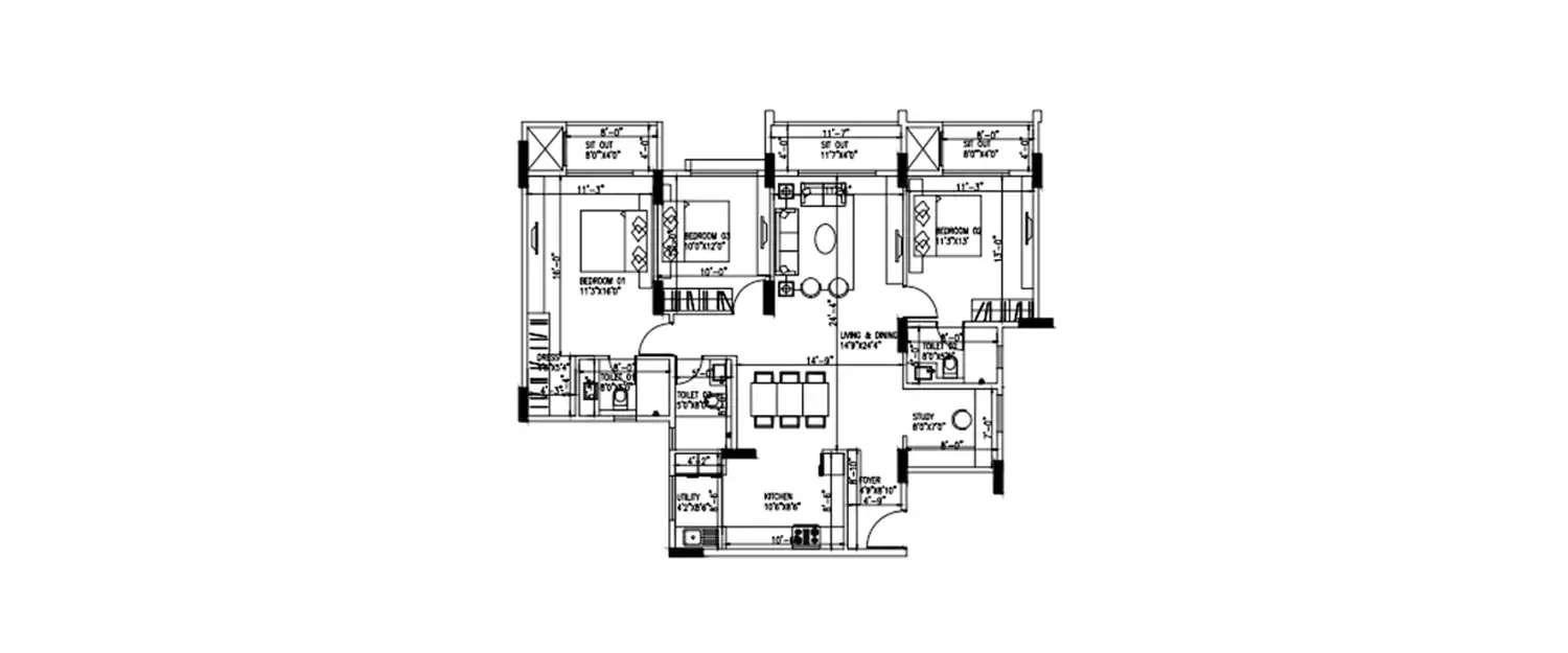 Floor plan for 3.5 BHK