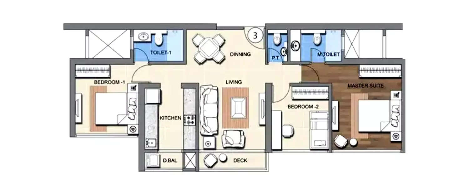 Floor plan for 2 BHK