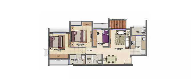 Lodha Casa Eden Bhiwandi - Floor plan 3 BHK 758 Sq.ft