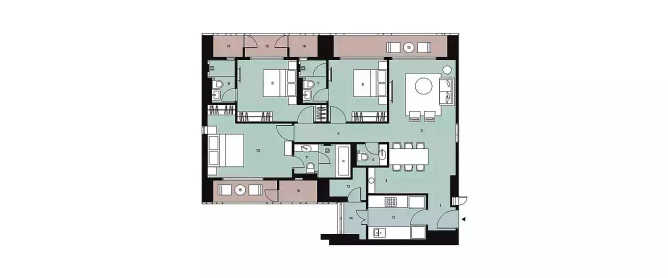 Lodha Altia Wadala - Floor plan 3 BHK 1321 Sq.ft