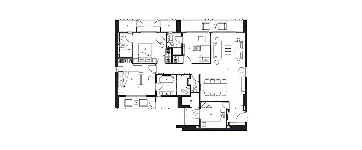 Floor plan for 3 BHK
