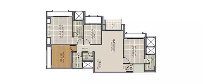 Hiranandani Eagleridge Ghodbunder Road - Floor plan 3 BHK 999 Sq.ft