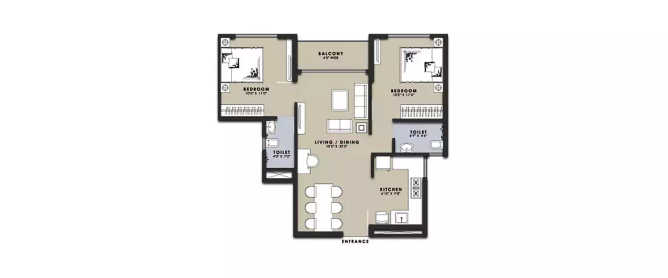 Siddha Great Guarantee Wadala - Floor plan 2 BHK 632 Sq.ft