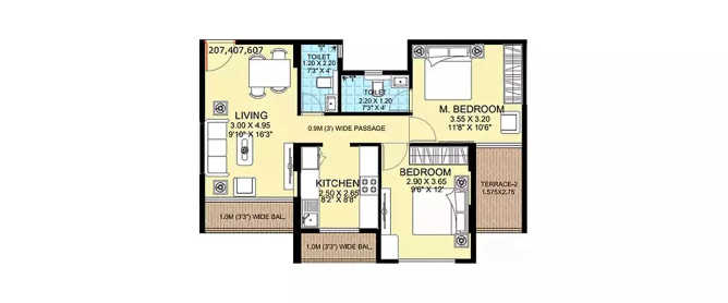 Today Aamod Panvel - Floor plan 2 BHK 584 Sq.ft