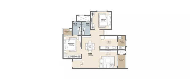 Vajram Newtown Jakkur - Floor plan 2 BHK 1334 Sq.ft