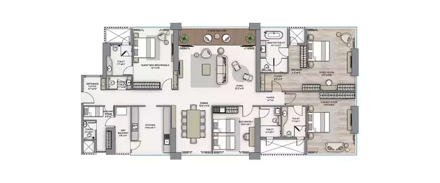 Floor plan for 4 BHK