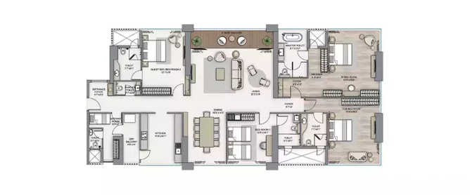 Piramal Avyan Byculla - Floor plan 4 BHK 2850 Sq.ft