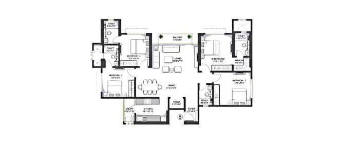 Birla Vanya Kalyan - Floor plan 4 BHK 1315 Sq.ft