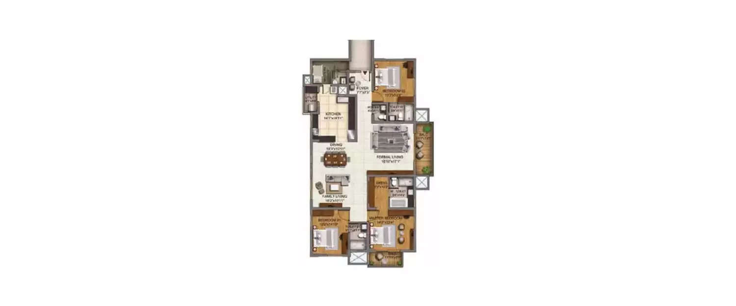 Floor plan for 3 BHK