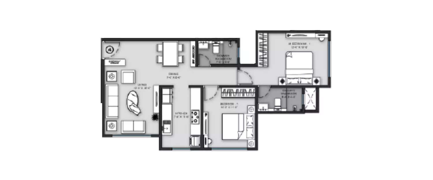 Floor plan for 2 BHK