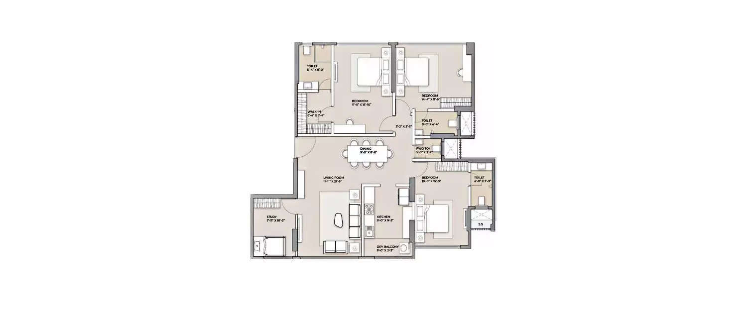 Floor plan for 3.5 BHK