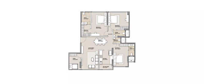 Arkade Crown Borivali - Floor plan 3.5 BHK 1289 Sq.ft