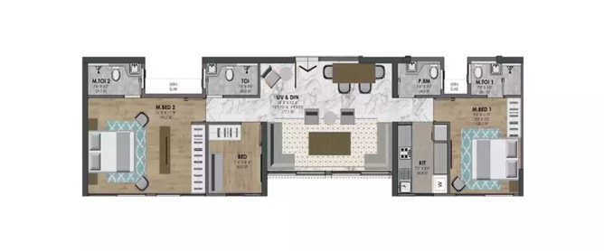 Sugee Atharva Prabhadevi - Floor plan 2.5 BHK 858 Sq.ft