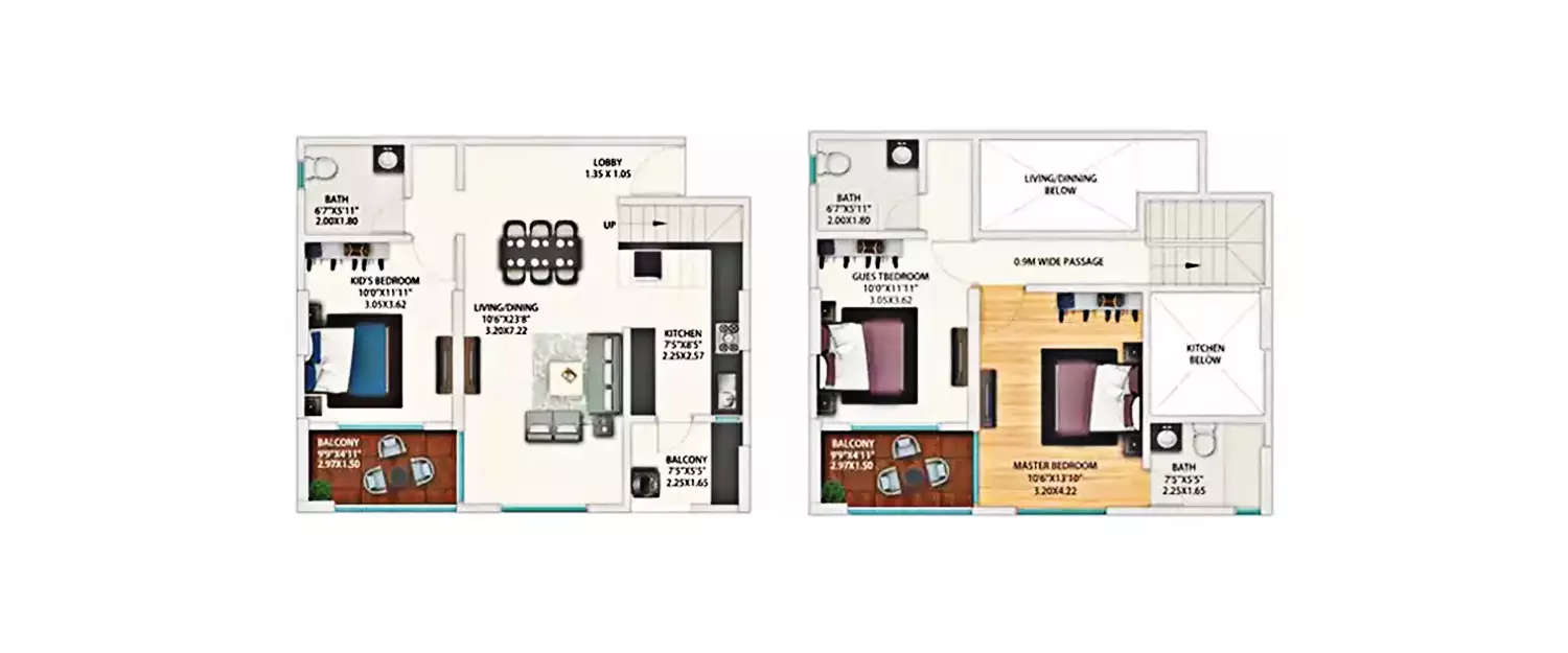 Floor plan for 3 BHK